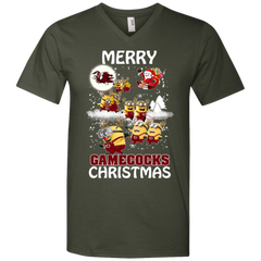 South Carolina Gamecocks Ugly Christmas Sweaters Minions Santa Claus Men's V-Neck T-Shirt - The White Eagles