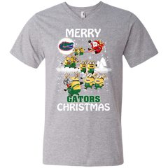 Florida Gators Ugly Christmas Sweaters Minions Santa Claus Merry Christmas Men's V-Neck T-Shirt - The White Eagles