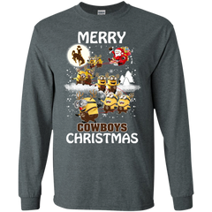 Wyoming Cowboys Ugly Christmas Sweaters Minions Santa Claus Merry Christmas LS Cotton T-Shirt - The White Eagles