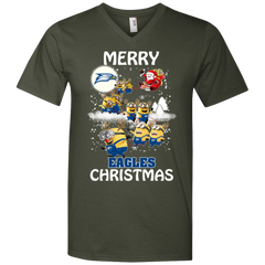 Georgia Southern Eagles Ugly Christmas Sweaters Minions Santa Claus Merry Christmas Men's V-Neck T-Shirt - The White Eagles