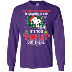 I Want For Christmas Is Staying In Bed Snoopy The Peanuts Movie LS Cotton T-Shirt - The White Eagles
