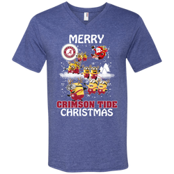 Alabama Crimson Tide T Shirts Minions Santa Claus Merry Christmas Men's V-Neck T-Shirt - The White Eagles