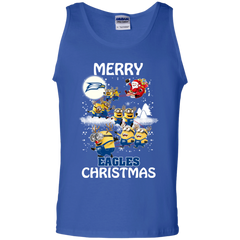 Georgia Southern Eagles Ugly Christmas Sweaters Minions Santa Claus Merry Christmas Tank Top - The White Eagles
