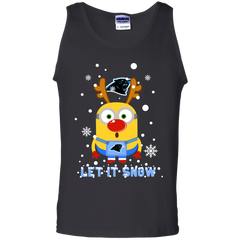 Minion Carolina Panthers Ugly Christmas Sweaters Let It Snow Tank Top - The White Eagles