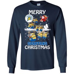 San Jose State Spartans Ugly Christmas Sweaters Minions Santa Claus Merry Christmas LS Cotton T-Shirt - The White Eagles