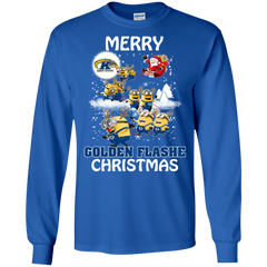 Kent State Golden Flashes Ugly Christmas Sweaters Minions Santa Claus Merry Christmas LS Cotton T-Shirt - The White Eagles