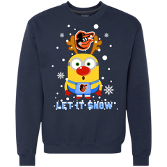 Minion Baltimore Orioles  Ugly Christmas Sweaters Let It Snow Sweatshirt - The White Eagles