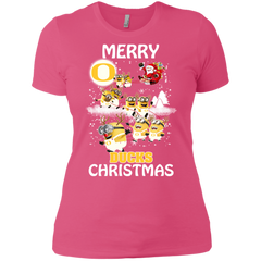 Oregon Ducks Ugly Christmas Sweaters Minions Santa Claus Merry Christmas Ladies' Shirt - The White Eagles