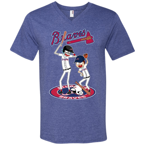 Atlanta Braves Baseball Rick And Morty Men's V-Neck T-Shirt - The White Eagles