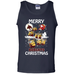 Texas State Bobcats Ugly Christmas Sweaters Minions Santa Claus Merry Christmas Tank Top - The White Eagles