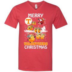 Tennessee Volunteers Ugly Christmas Sweaters Minions Santa Claus Merry Christmas Men's V-Neck T-Shirt - The White Eagles