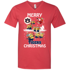 Auburn Tigers T Shirts Minions Santa Claus Merry Christmas Men's V-Neck T-Shirt - The White Eagles