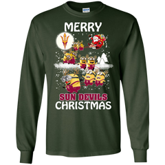 Arizona State Sun Devils T Shirts Minions Santa Claus Merry Christmas LS Cotton T-Shirt - The White Eagles