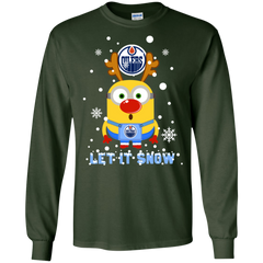 Minion Edmonton Oilers Ugly Christmas Sweaters Let It Snow LS Cotton T-Shirt - The White Eagles