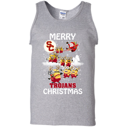 Usc Trojans Ugly Christmas Sweaters Minions Santa Claus Merry Christmas Tank Top - The White Eagles