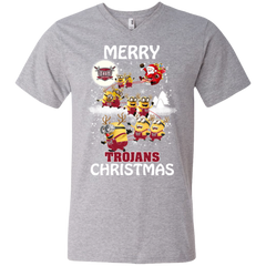 Troy Trojans Ugly Christmas Sweaters Minions Santa Claus Merry Christmas Men's V-Neck T-Shirt - The White Eagles