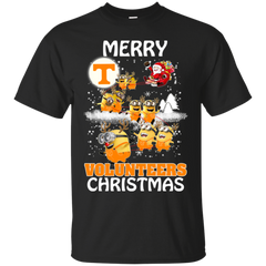 Tennessee Volunteers Ugly Christmas Sweaters Minions Santa Claus Merry Christmas Cotton T-Shirt - The White Eagles