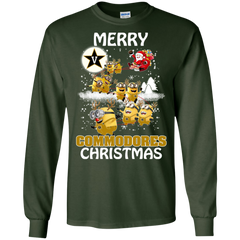 Vanderbilt Commodores Ugly Christmas Sweaters Minions Santa Claus Merry Christmas LS Cotton T-Shirt - The White Eagles
