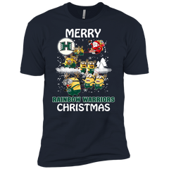 Hawaii Rainbow Warriors Ugly Christmas Sweaters Minions Santa Claus Merry Christmas Men's Sleeve Shirt - The White Eagles