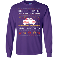 Deck The Halls With Salt And Iron Ugly Christmas Sweater LS Cotton T-Shirt - The White Eagles