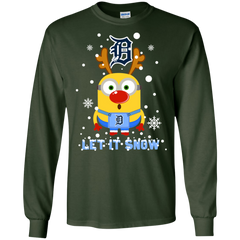 Minion Detroit Tigers  Ugly Christmas Sweaters Let It Snow LS Cotton T-Shirt - The White Eagles