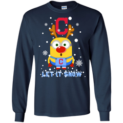Minion Cleveland Indians  Ugly Christmas Sweaters Let It Snow LS Cotton T-Shirt - The White Eagles
