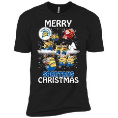 San Jose State Spartans Ugly Christmas Sweaters Minions Santa Claus Merry Christmas Men's Sleeve Shirt - The White Eagles