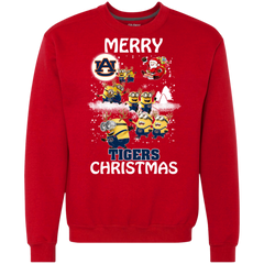Auburn Tigers Ugly Christmas Sweaters Minions Santa Claus Merry Christmas Sweatshirt - The White Eagles