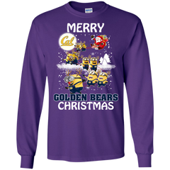 California Golden Bears Ugly Christmas Sweaters Minions Santa Claus Merry Christmas LS Cotton T-Shirt - The White Eagles