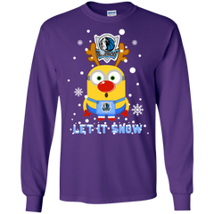 Minion Dallas Mavericks Ugly Christmas Sweaters Let It Snow LS Cotton T-Shirt - The White Eagles