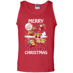 Washington State Cougars Ugly Christmas Sweaters Minions Santa Claus Merry Christmas Tank Top - The White Eagles