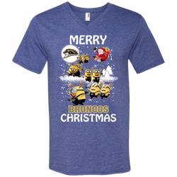 Western Michigan Broncos Ugly Christmas Sweaters Minions Santa Claus Merry Christmas Men's V-Neck T-Shirt - The White Eagles