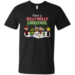 Have A Jolly Holly Christmas The Peanuts Movie Snoopy Charlie Brown Woodstock Men's V-Neck T-Shirt - The White Eagles