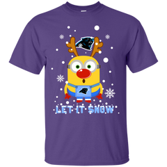 Minion Carolina Panthers Ugly Christmas Sweaters Let It Snow Cotton T-Shirt - The White Eagles