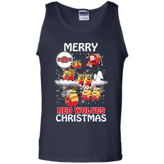 Arkansas State Red Wolves Ugly Christmas Sweaters Minions Santa Claus Merry Christmas Tank Top - The White Eagles