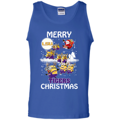 Lsu Tigers Ugly Christmas Sweaters Minions Santa Claus Merry Christmas Tank Top - The White Eagles
