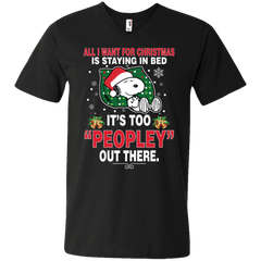 I Want For Christmas Is Staying In Bed Snoopy The Peanuts Movie Men's V-Neck T-Shirt - The White Eagles