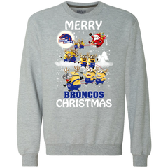 Boise State Broncos Ugly Christmas Sweaters Minions Santa Claus Merry Christmas Sweatshirt - The White Eagles