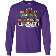 Have A Jolly Holly Christmas The Peanuts Movie Snoopy Charlie Brown Woodstock LS Cotton T-Shirt - The White Eagles