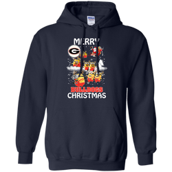 Georgia Bulldogs Ugly Christmas Sweaters Minions Santa Claus Merry Christmas Hoodie - The White Eagles