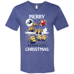 Akron Zips T Shirts Minions Santa Claus Merry Christmas Hoodies Sweatshirts Men's V-Neck T-Shirt - The White Eagles