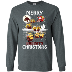 Texas State Bobcats Ugly Christmas Sweaters Minions Santa Claus Merry Christmas LS Cotton T-Shirt - The White Eagles