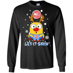 Minion Atlanta Hawks Ugly Christmas Sweaters Let It Snow LS Cotton T-Shirt - The White Eagles