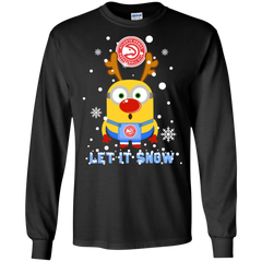 Minion Atlanta Hawks Ugly Christmas Sweaters Let It Snow LS Cotton T-Shirt - The White Eagles