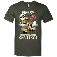 Colorado Buffaloes Ugly Christmas Sweaters Minions Santa Claus Merry Christmas Men's V-Neck T-Shirt - The White Eagles