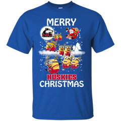 Northern Lllinois Huskies Ugly Christmas Sweaters Minions Santa Claus Merry Christmas Cotton T-Shirt - The White Eagles