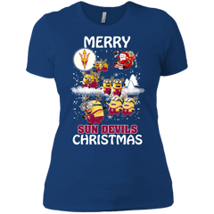 Arizona State Sun Devils Ugly Christmas Sweaters Minions Santa Claus Merry Christmas Ladies' Shirt - The White Eagles