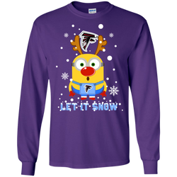 Minion Atlanta Falcons Ugly Christmas Sweaters Let It Snow LS Cotton T-Shirt - The White Eagles