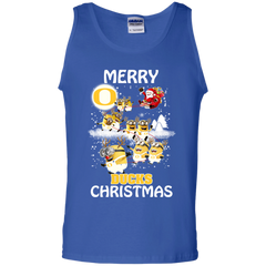 Oregon Ducks Ugly Christmas Sweaters Minions Santa Claus Merry Christmas Tank Top - The White Eagles