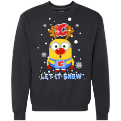 Minion Calgary Flames Ugly Christmas Sweaters Let It Snow Sweatshirt - The White Eagles